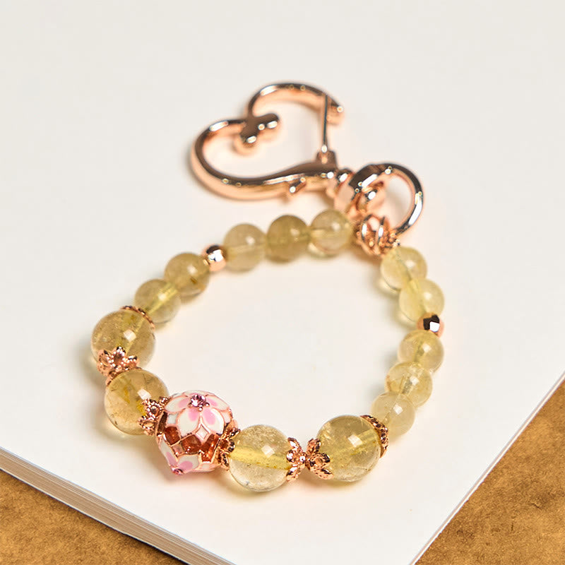 Golden Rutilated Quartz Hand-Selected Gemstone Keychain Accessory