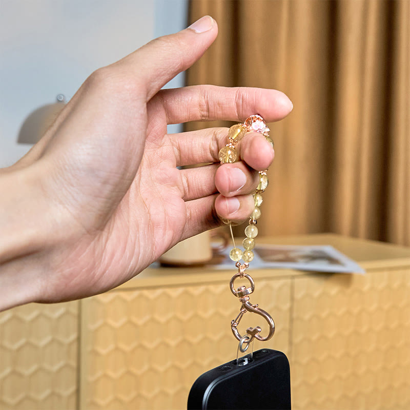 Golden Rutilated Quartz Hand-Selected Gemstone Keychain Accessory