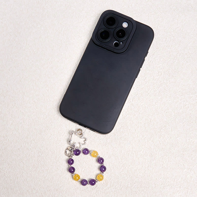 Natural Citrine and Amethyst Copper Raw Crystal Bag Charm Keychain