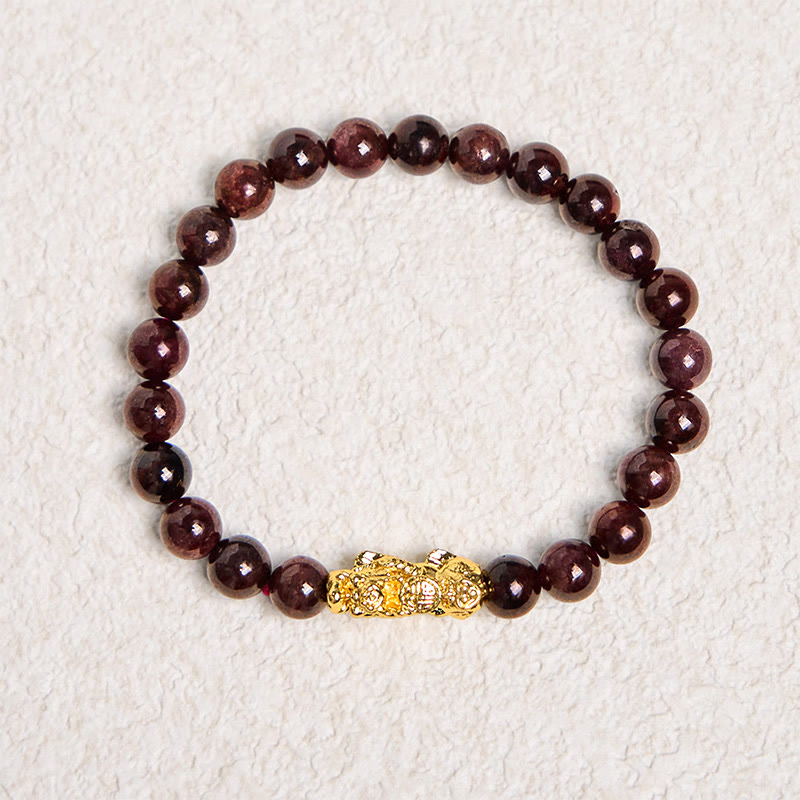 Natural Garnet Beads PiXiu Protection Bracelet