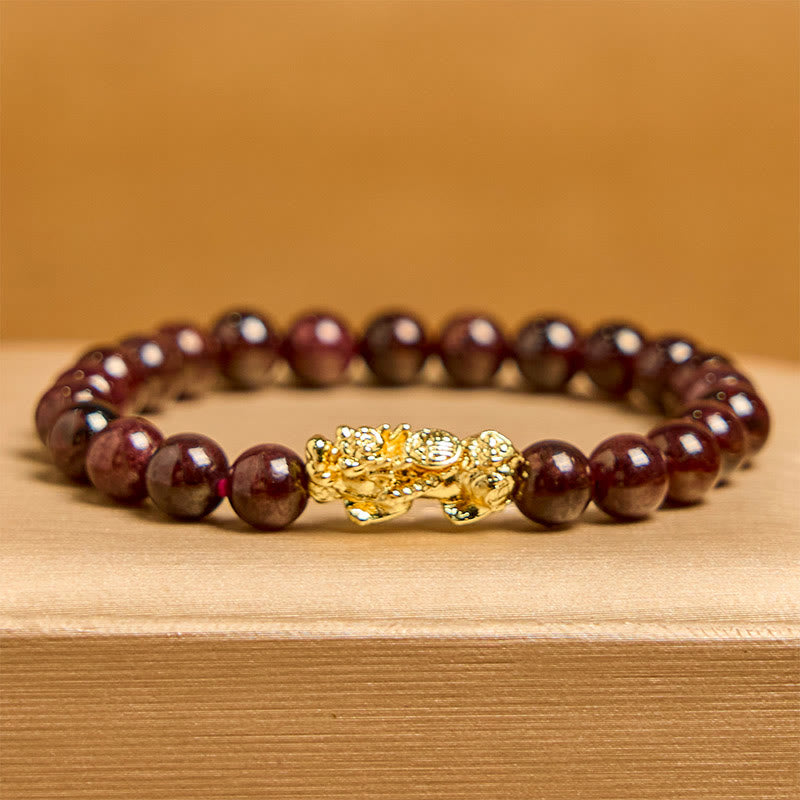 Natural Garnet Beads PiXiu Protection Bracelet