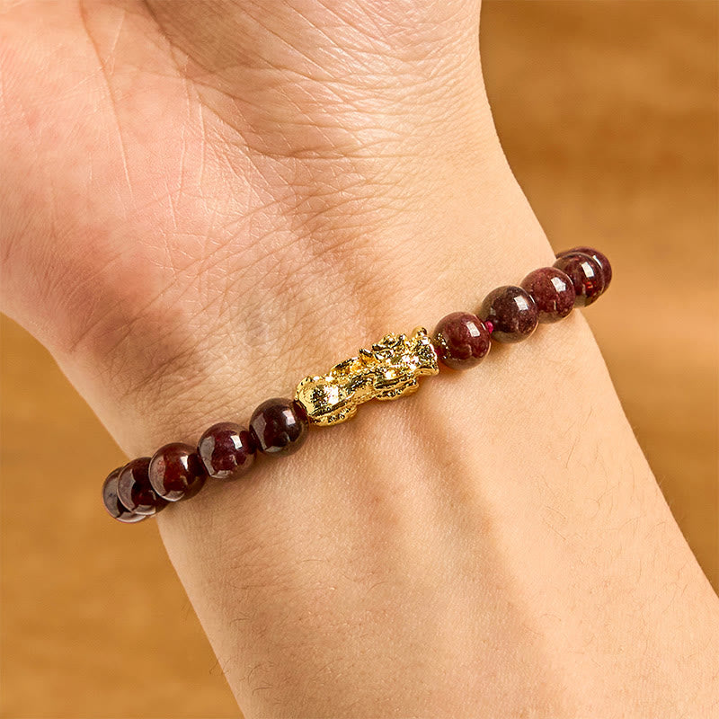Natural Garnet Beads PiXiu Protection Bracelet
