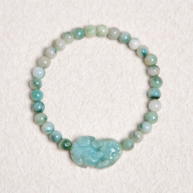 Natural Green Jade PiXiu Carved Luck Bracelet