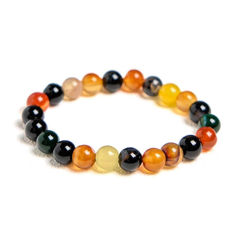 Natural Colorful Chalcedony & Agate Beaded Harmony Bracelet
