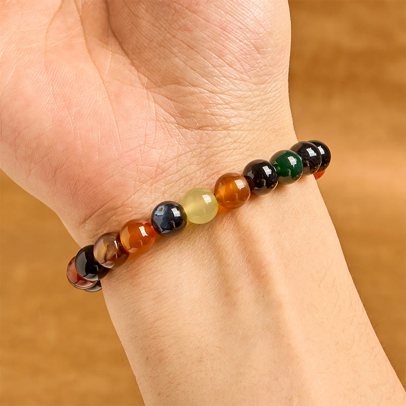 Natural Colorful Chalcedony & Agate Beaded Harmony Bracelet