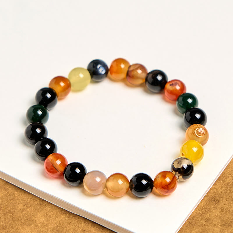 Natural Colorful Chalcedony & Agate Beaded Harmony Bracelet