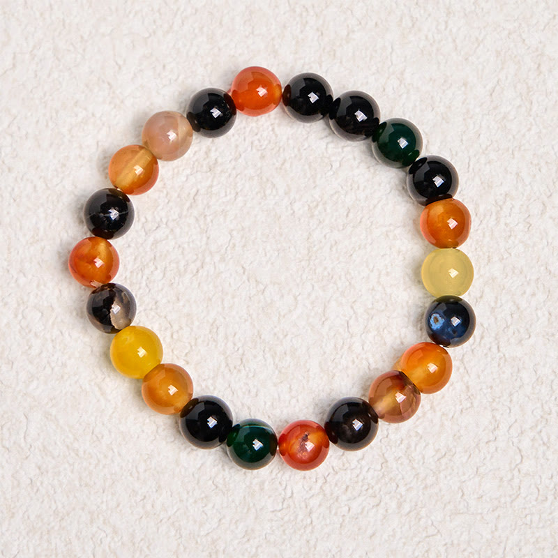 Natural Colorful Chalcedony & Agate Beaded Harmony Bracelet