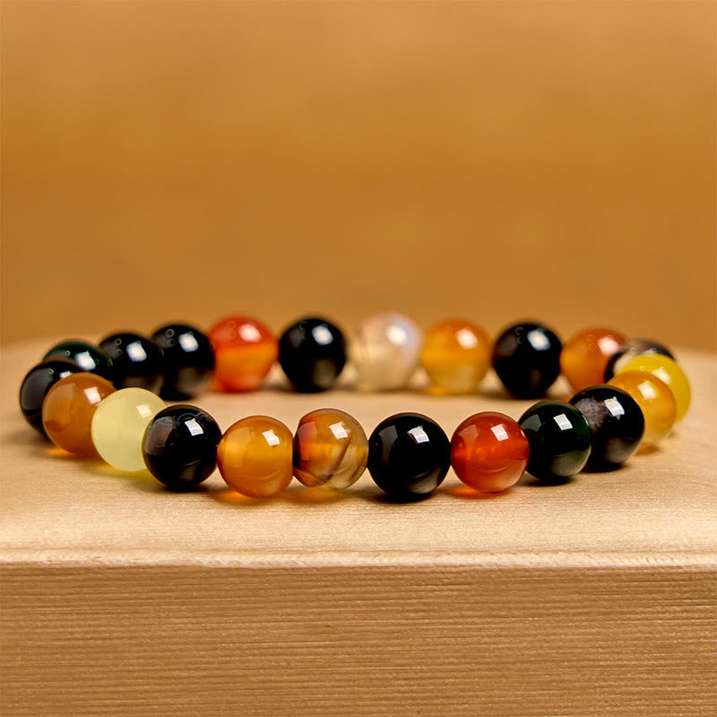 Natural Colorful Chalcedony & Agate Beaded Harmony Bracelet