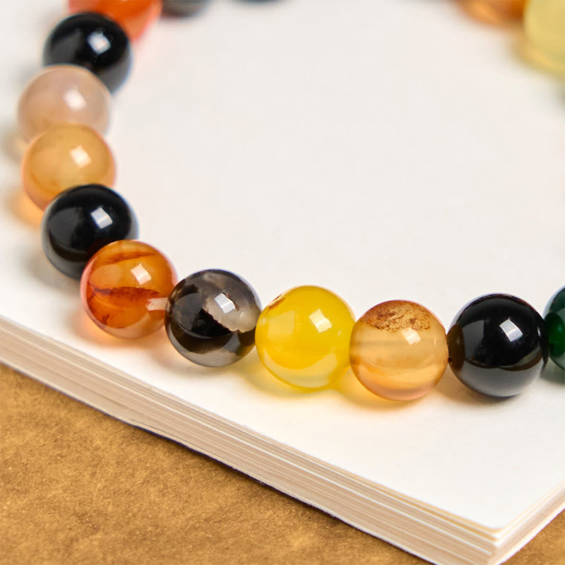 Natural Colorful Chalcedony & Agate Beaded Harmony Bracelet