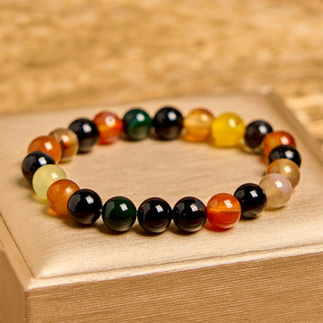 Natural Colorful Chalcedony & Agate Beaded Harmony Bracelet