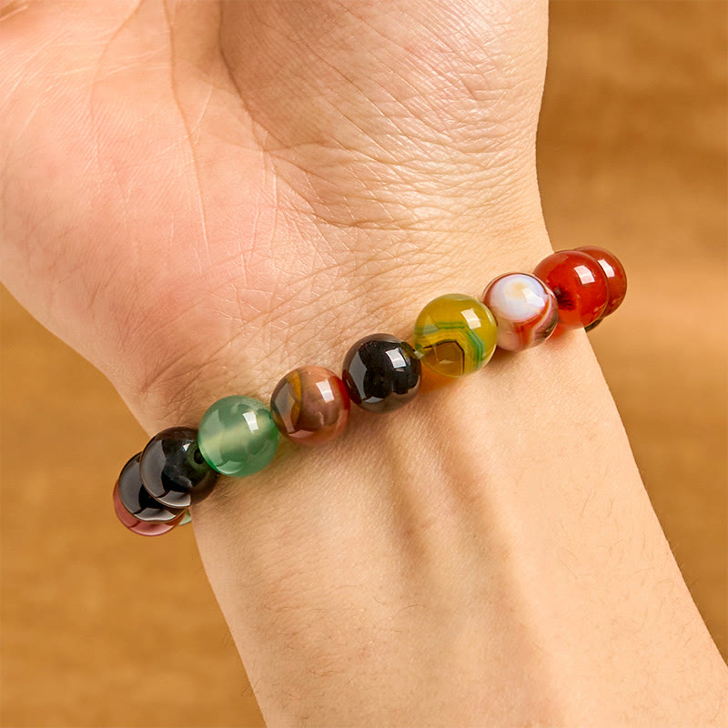Natural Colorful Chalcedony & Agate Beaded Harmony Bracelet
