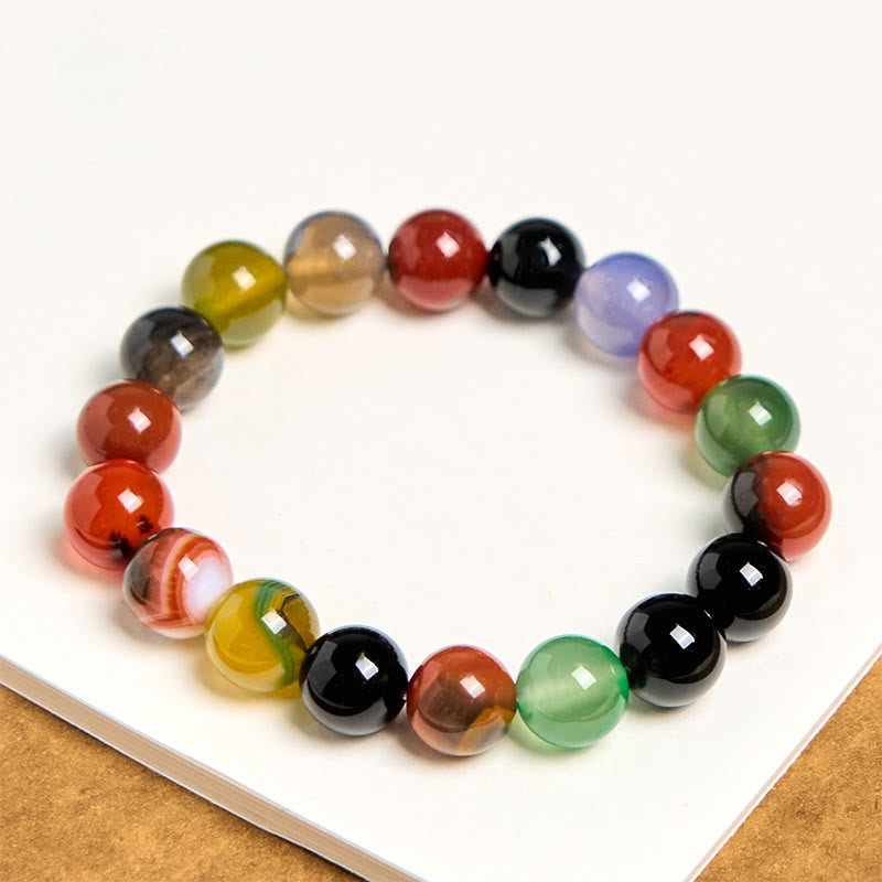 Natural Colorful Chalcedony & Agate Beaded Harmony Bracelet