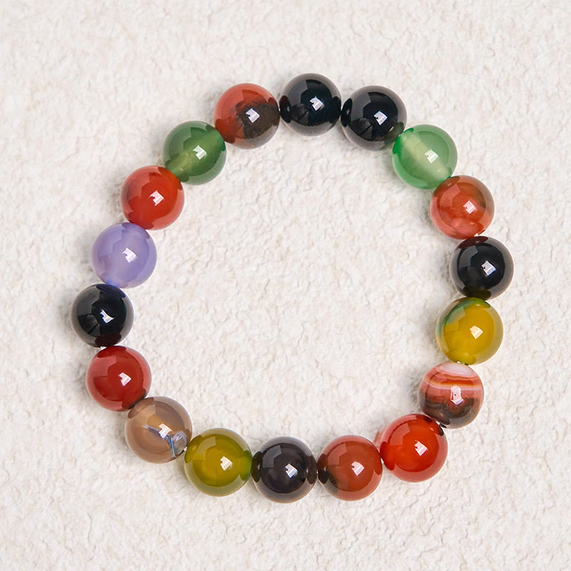 Natural Colorful Chalcedony & Agate Beaded Harmony Bracelet
