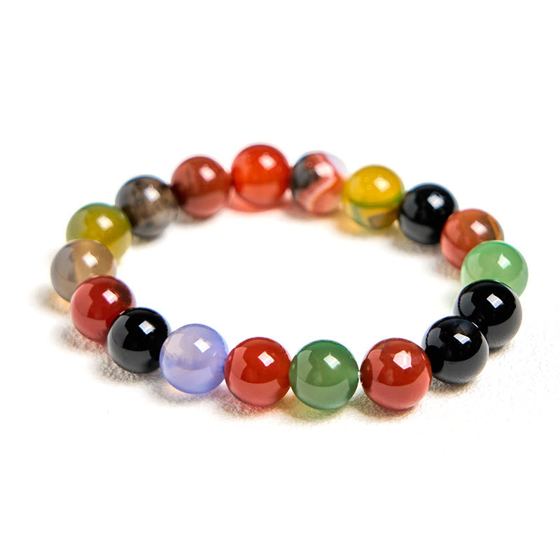 Natural Colorful Chalcedony & Agate Beaded Harmony Bracelet