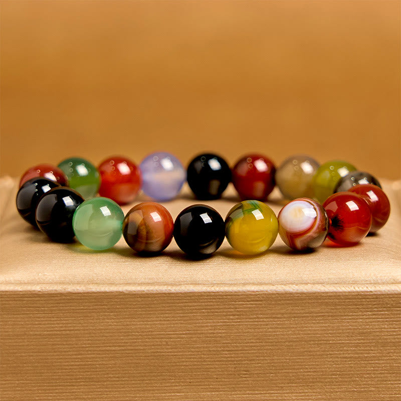 Natural Colorful Chalcedony & Agate Beaded Harmony Bracelet