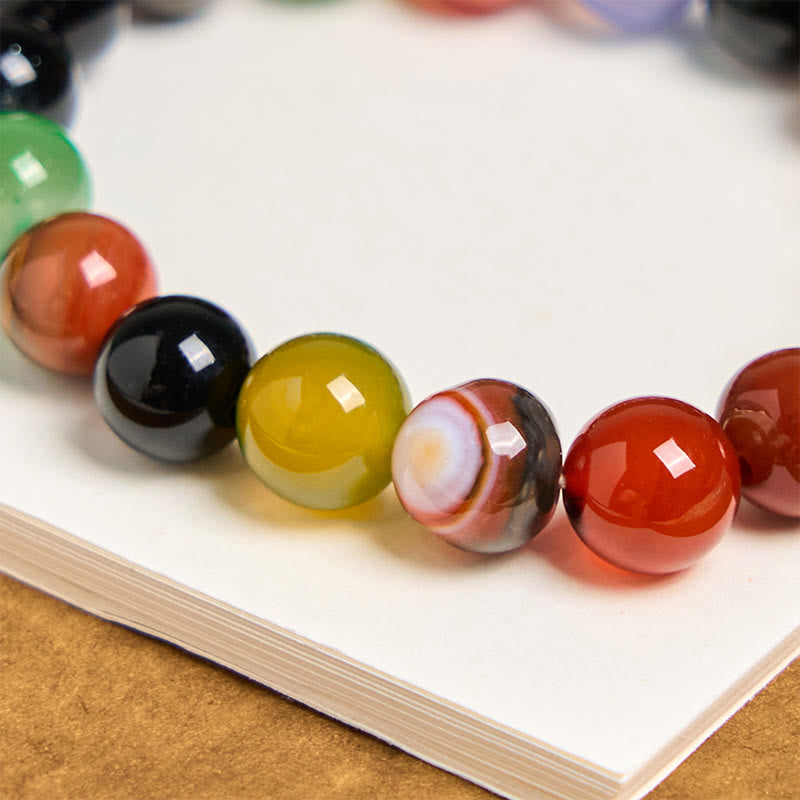 Natural Colorful Chalcedony & Agate Beaded Harmony Bracelet