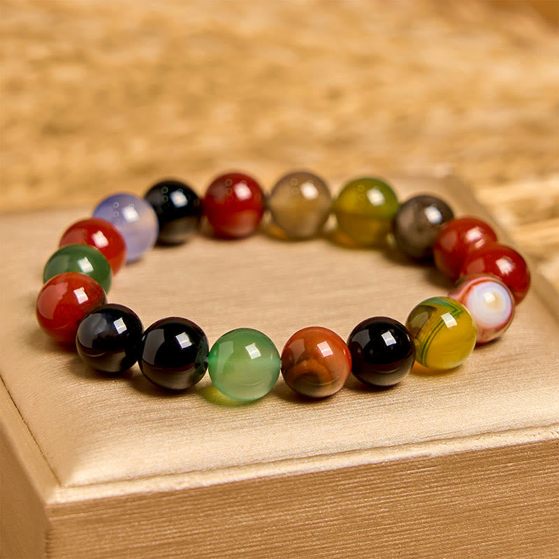 Natural Colorful Chalcedony & Agate Beaded Harmony Bracelet