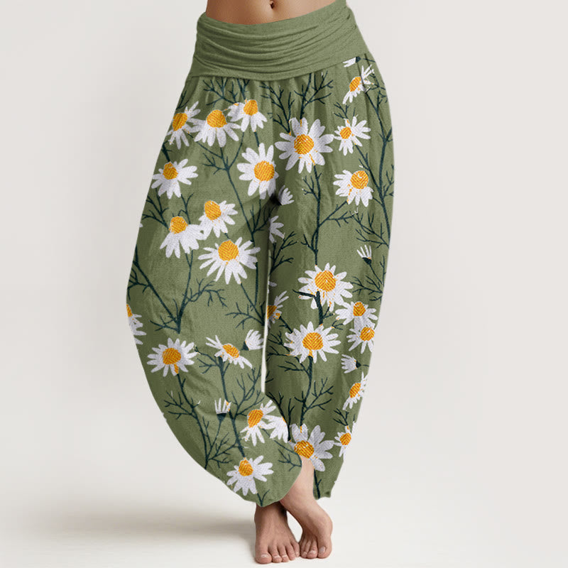Botanical Cotton Elastic Waist Meditation Harem Pants
