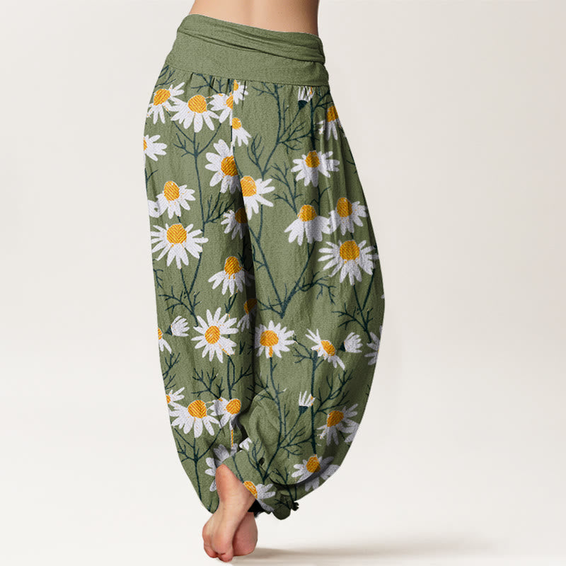 Botanical Cotton Elastic Waist Meditation Harem Pants
