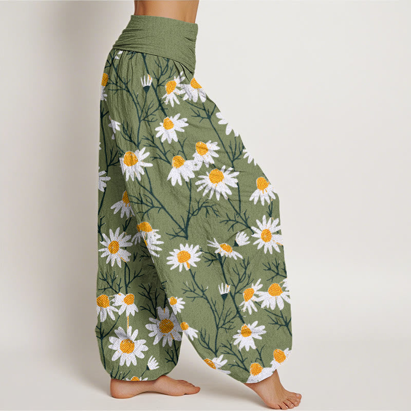 Botanical Cotton Elastic Waist Meditation Harem Pants