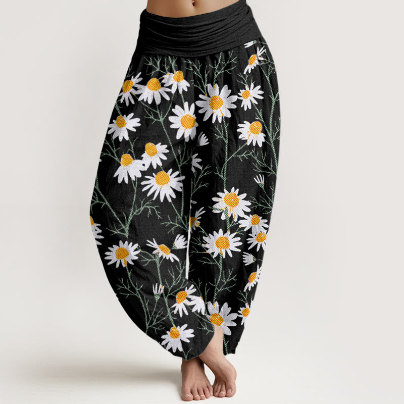 Botanical Cotton Elastic Waist Meditation Harem Pants