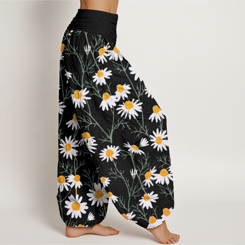 Botanical Cotton Elastic Waist Meditation Harem Pants