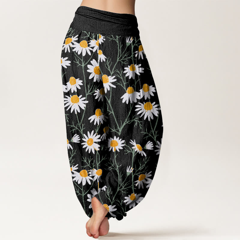 Botanical Cotton Elastic Waist Meditation Harem Pants