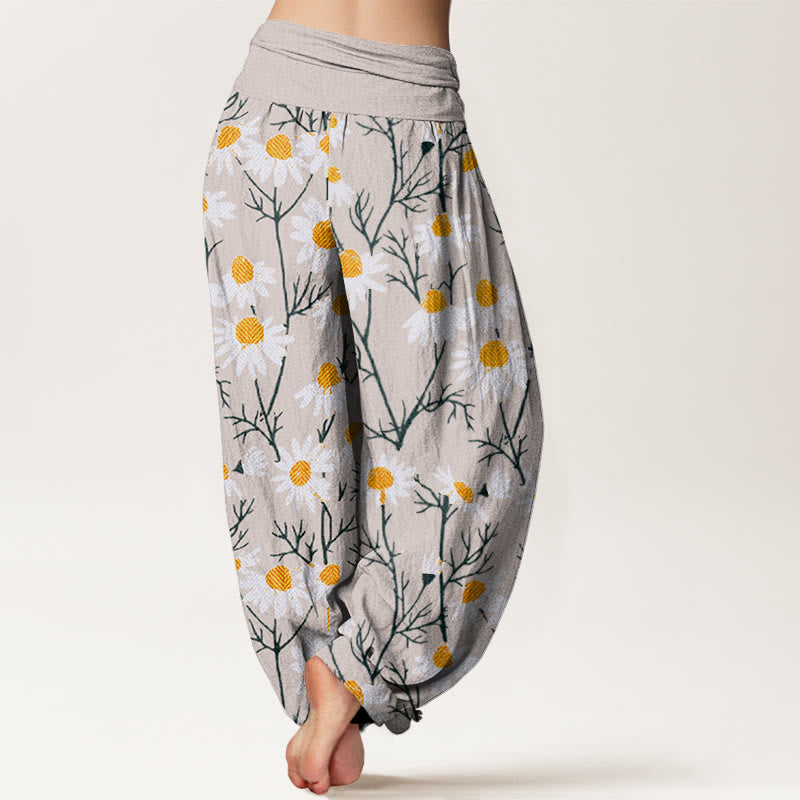 Botanical Cotton Elastic Waist Meditation Harem Pants