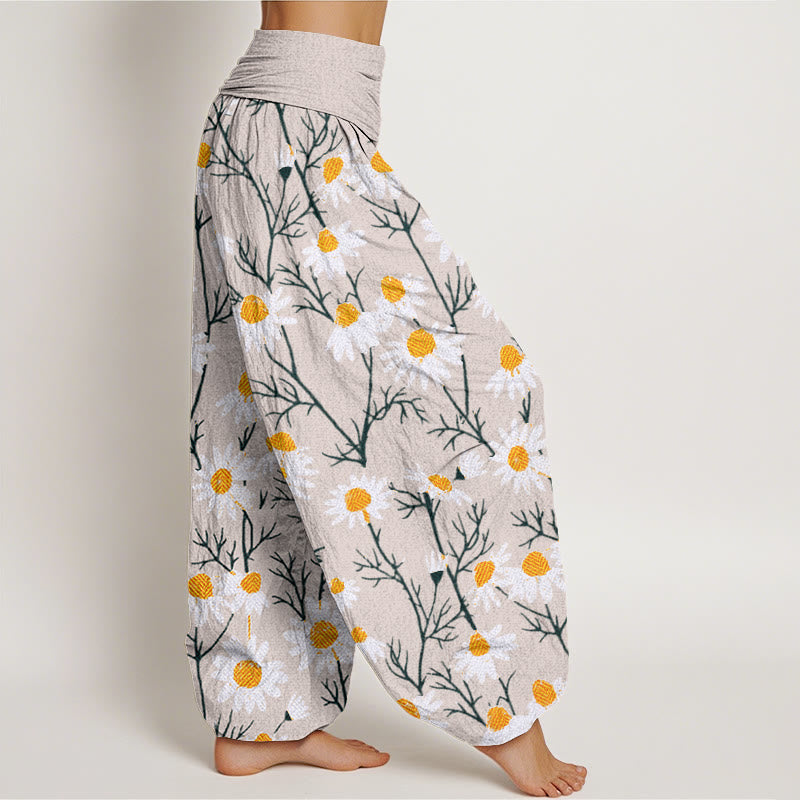 Botanical Cotton Elastic Waist Meditation Harem Pants