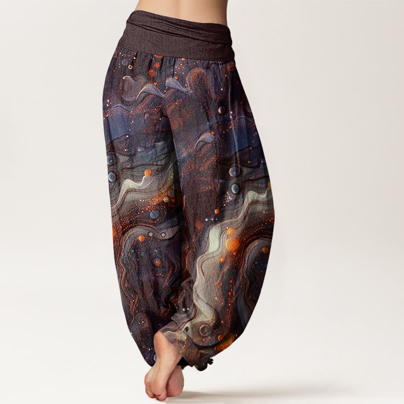 Cotton Oceanic Golde Star Pattern Women's Elastic Waist Harem Pants
