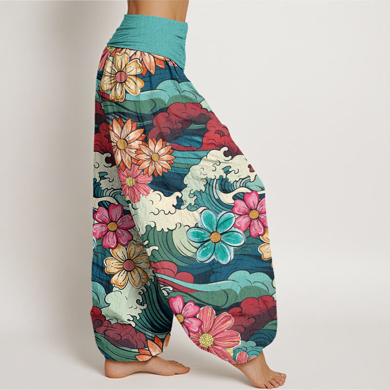Breathable Cotton Wave Print Mindful Movement Harem Pants