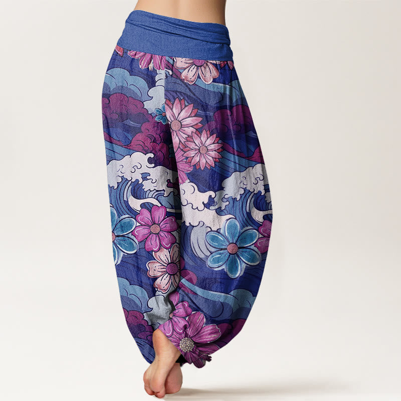 Breathable Cotton Wave Print Mindful Movement Harem Pants