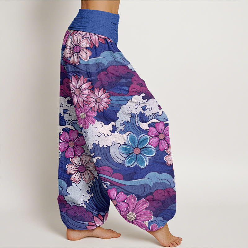 Breathable Cotton Wave Print Mindful Movement Harem Pants