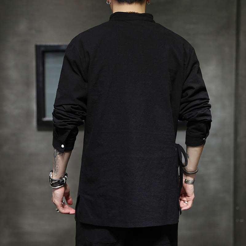Breathable Cotton Linen Stand Collar Meditation Shirt