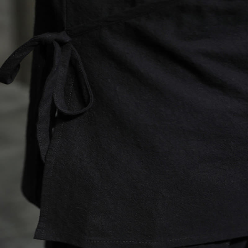 Breathable Cotton Linen Stand Collar Meditation Shirt