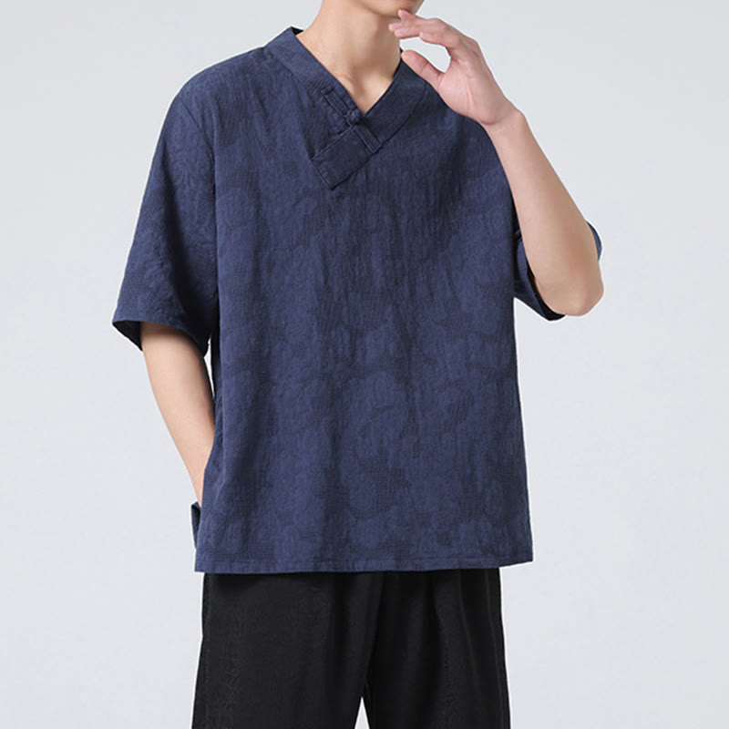 Cotton Linen Frog-Button Tai Chi Meditation Shirt