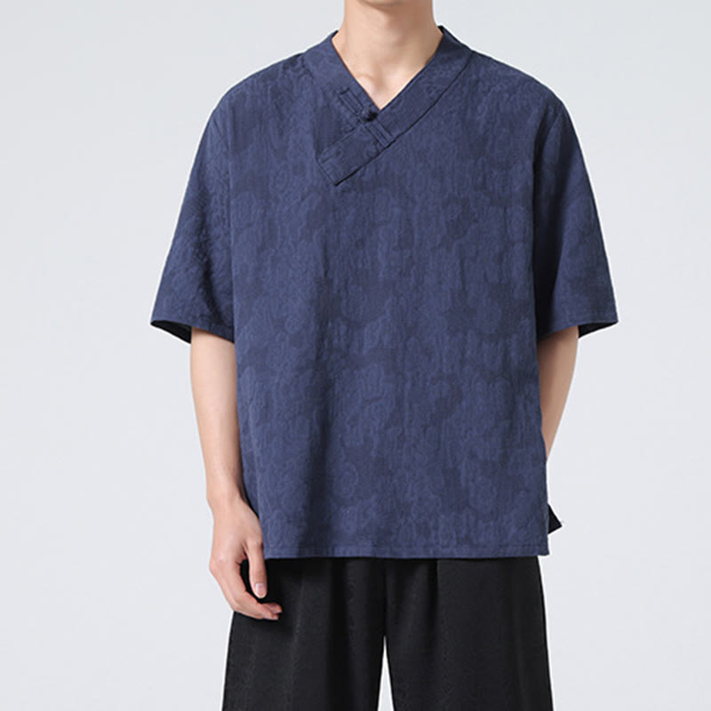 Cotton Linen Frog-Button Tai Chi Meditation Shirt