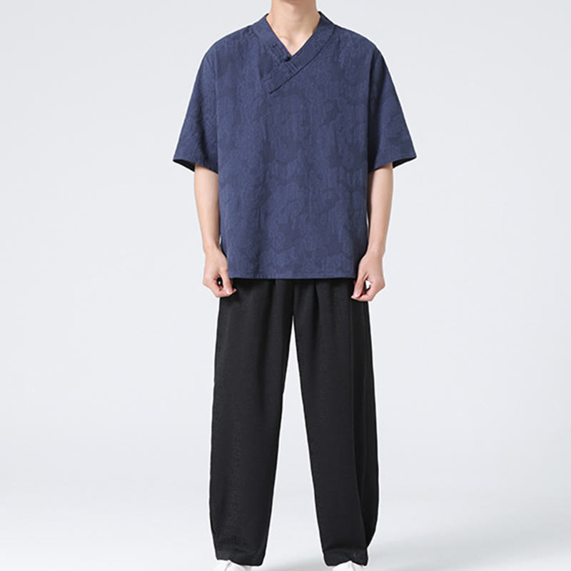 Cotton Linen Frog-Button Tai Chi Meditation Shirt