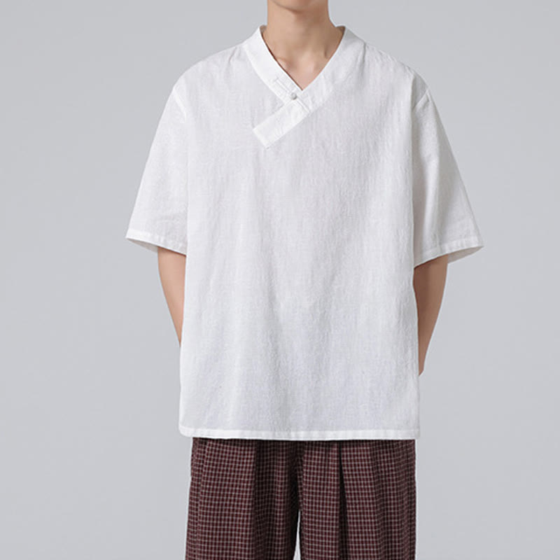 Cotton Linen Frog-Button Tai Chi Meditation Shirt