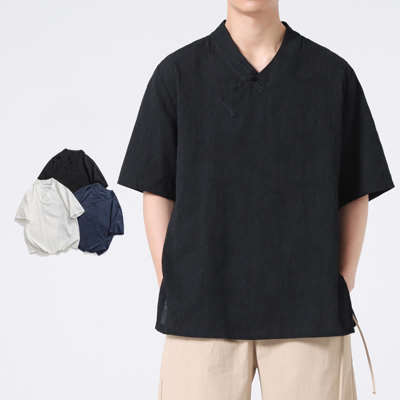 Cotton Linen Frog-Button Tai Chi Meditation Shirt