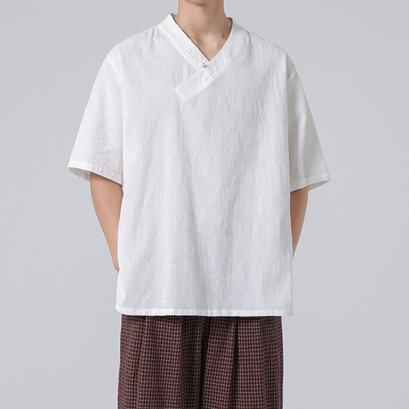 Cotton Linen Frog-Button Tai Chi Meditation Shirt