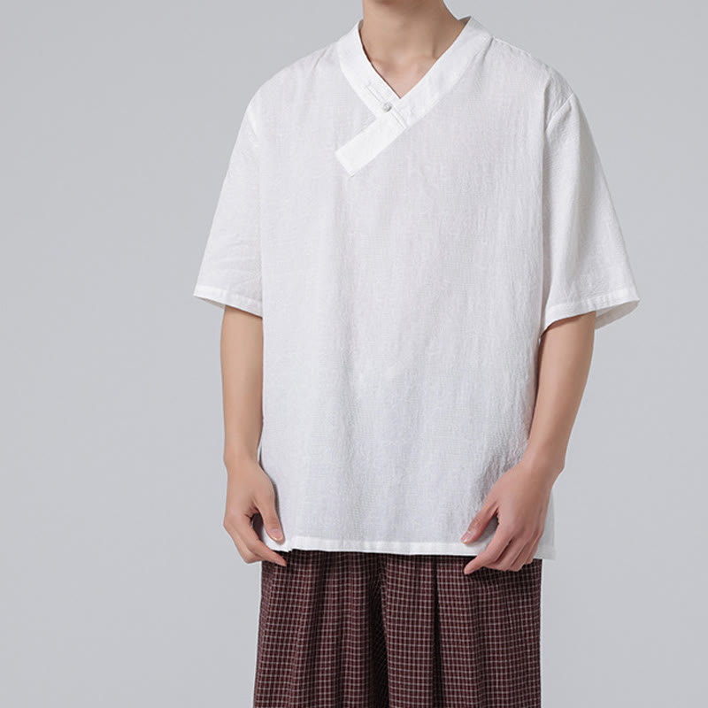 Cotton Linen Frog-Button Tai Chi Meditation Shirt