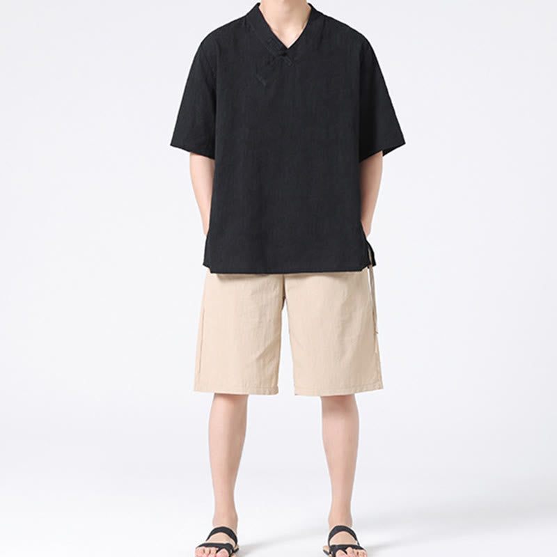 Cotton Linen Frog-Button Tai Chi Meditation Shirt