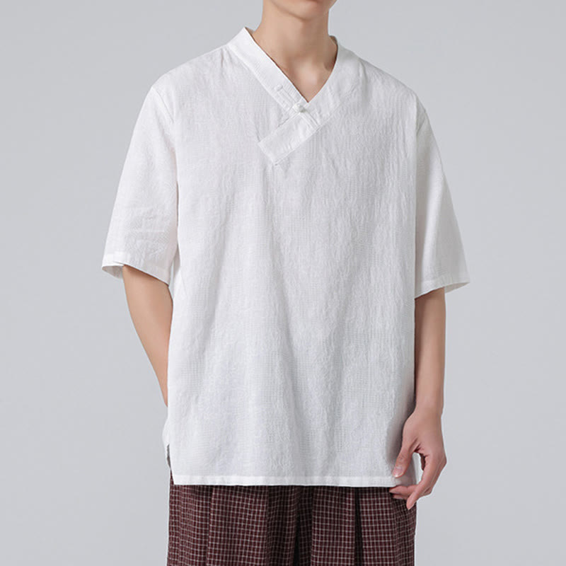 Cotton Linen Frog-Button Tai Chi Meditation Shirt