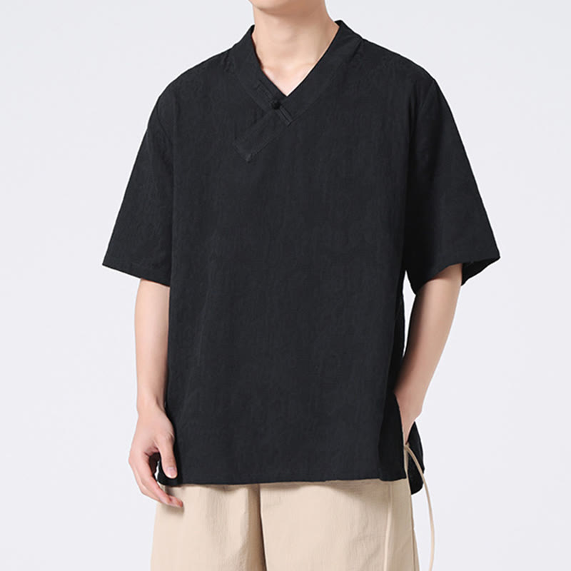 Cotton Linen Frog-Button Tai Chi Meditation Shirt