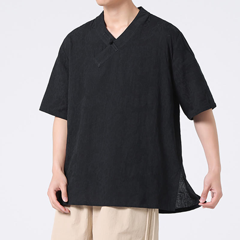 Cotton Linen Frog-Button Tai Chi Meditation Shirt