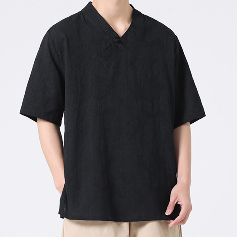 Cotton Linen Frog-Button Tai Chi Meditation Shirt
