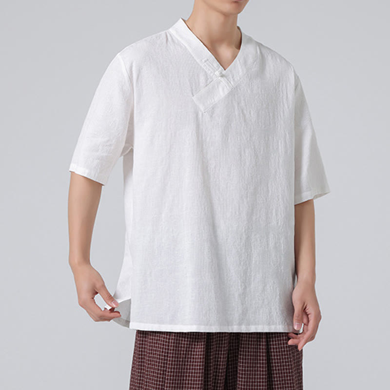Cotton Linen Frog-Button Tai Chi Meditation Shirt