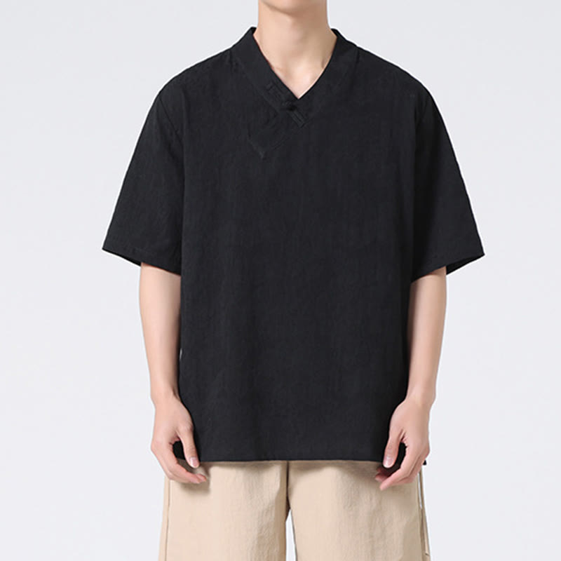 Cotton Linen Frog-Button Tai Chi Meditation Shirt