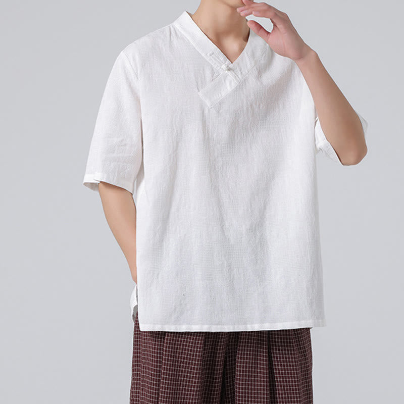 Cotton Linen Frog-Button Tai Chi Meditation Shirt